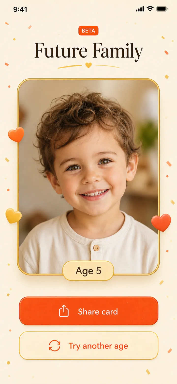 Future Family concept — baby reveal share card